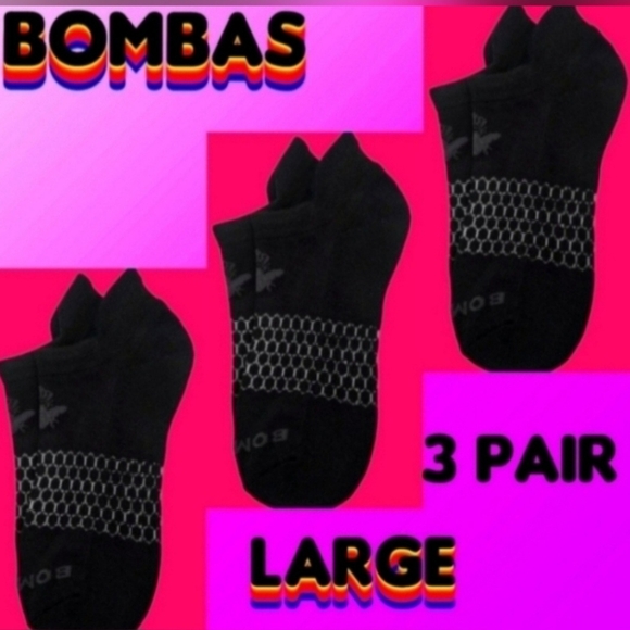 Bombas Large Black Athletic Socks - 3 Pack - Picture 1 of 12
